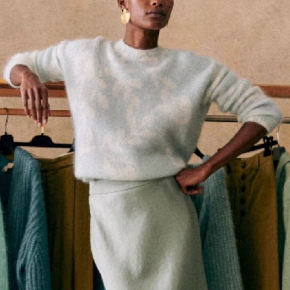 Sezane Aurelia Jumper XS/M/L/XL Baby Blue Ivory Sweater French Mohair Lightweig - Picture 3 of 10